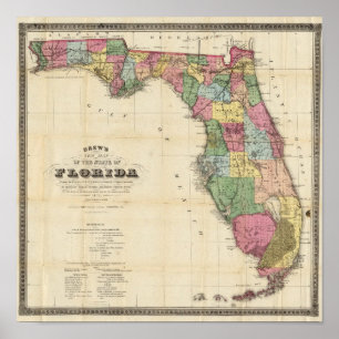 Affiche La nouvelle carte Drew's de l'État de Floride