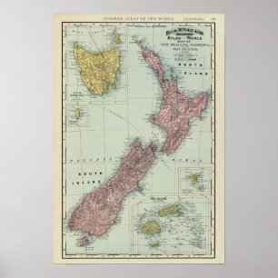 Affiche La Nouvelle Zélande, Tasmanie, Fidji