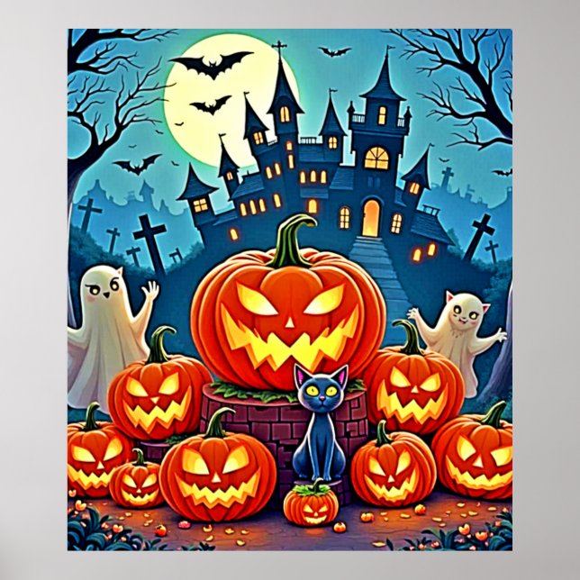Affiche La nuit d'Halloween : Art amusant et effrayant (Devant)
