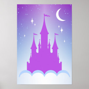 Affiche La Nuit Dreamy Castle Dans Les Nuages Starry Sky