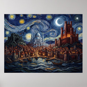 Affiche La Nuit étoilée de Port-Réal Westeros
