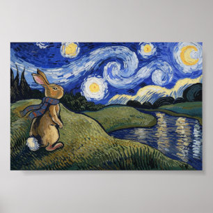 Affiche La nuit étoilée de Van Gogh avec Bunny
