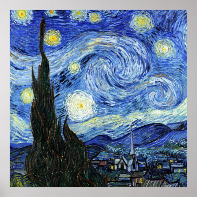 Affiche La nuit étoilée par Vincent Van Gogh (Devant)