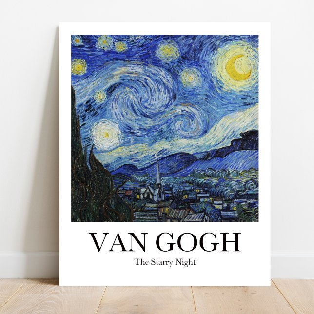 Affiche La nuit étoilée par Vincent van Gogh (
Van Gogh's Starry Night poster - swirling brushstrokes, vibrant colors, iconic moonscape)