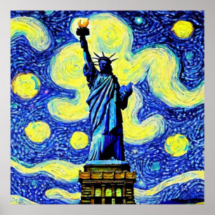 Affiche La Nuit Étoilée Statue de la Liberté New York