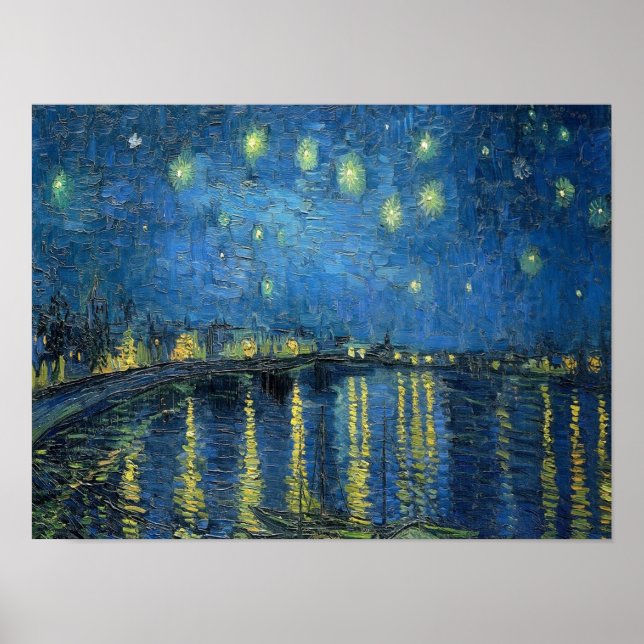 Affiche La nuit étoilée sur le Rhône de Van Gogh (Devant)