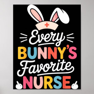 Affiche La nurse préférée de chaque lapin humour de Pâques