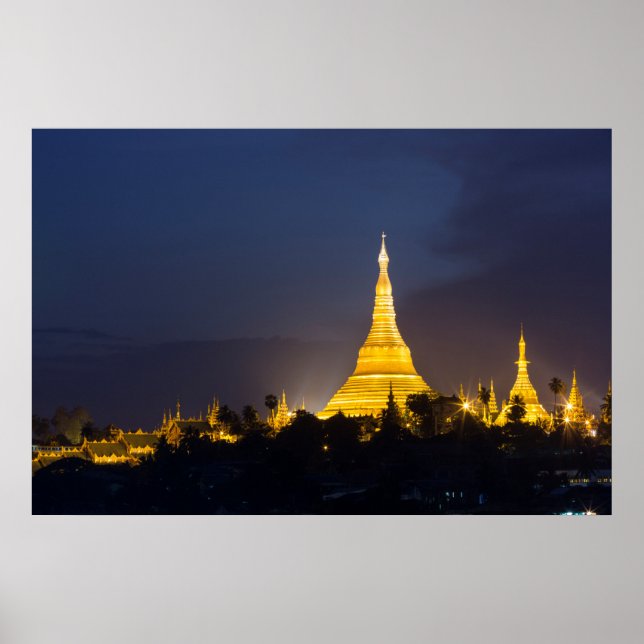 Affiche La Pagode Shwedagon La Nuit (Devant)