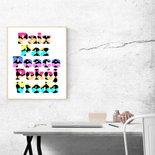 Affiche La paix dans de nombreuses langues Couleurs vives