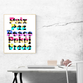 Affiche La paix dans de nombreuses langues Couleurs vives