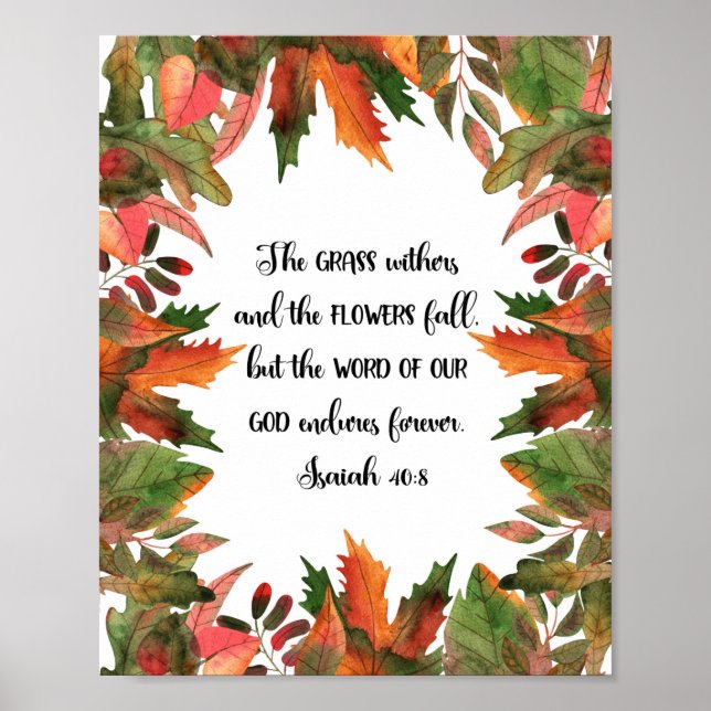 Affiche La Parole De Notre Dieu, Ésaïe 40:8, Aquarelle (Devant)