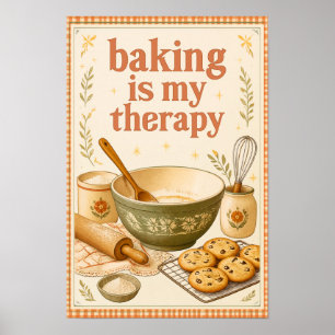 Affiche La pâtisserie est ma thérapie Cuisine vintage Art