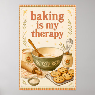 Affiche La pâtisserie est ma thérapie Cuisine vintage Art