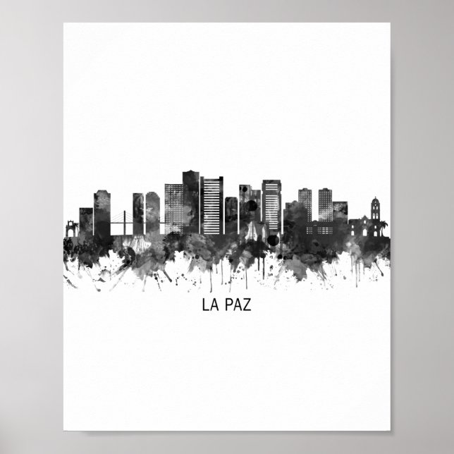 Affiche La Paz Bolivia Skyline BW (Devant)