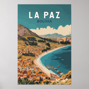 Affiche La Paz Bolivie Illustration Voyage Art Rétro