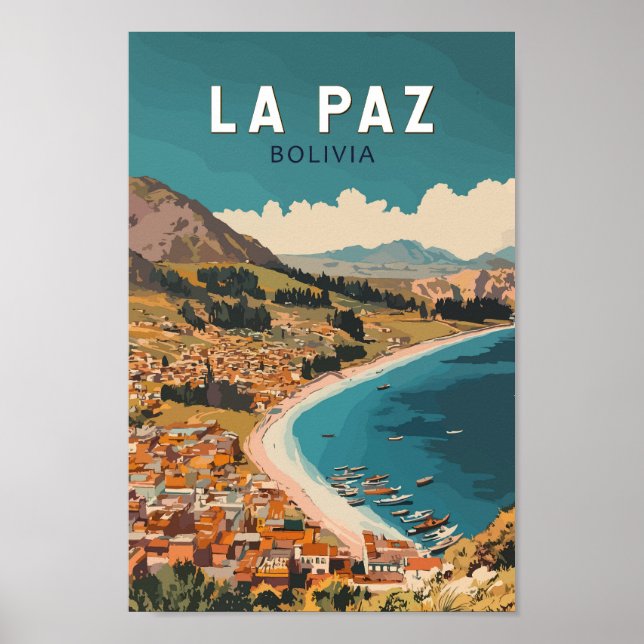 Affiche La Paz Bolivie Illustration Voyage Art Vintage (Devant)