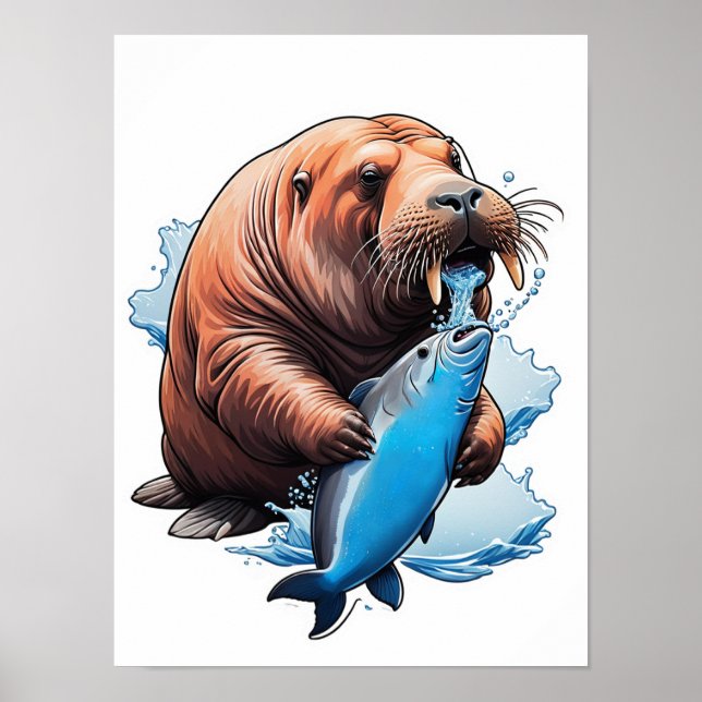 Affiche La Pêche Au Walrus Dans La Mer (Devant)