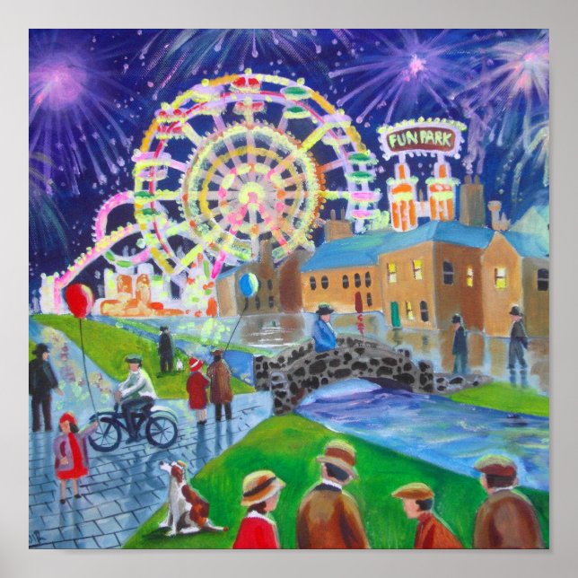 Affiche la peinture à l'huile FunFair Gordon Bruce art (Devant)