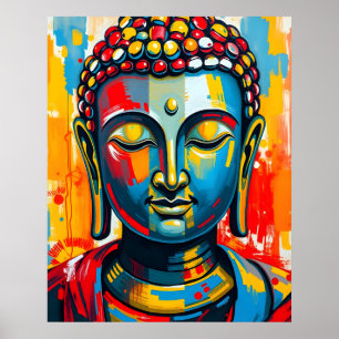 Affiche La peinture Abstraite colorée de Bouddha