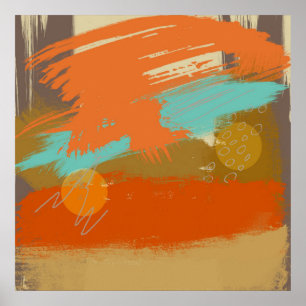 Affiche La peinture abstraite d'art de paysage entoure des