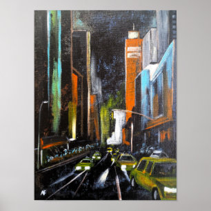 Affiche La peinture de minuit électrique de New York - Alf