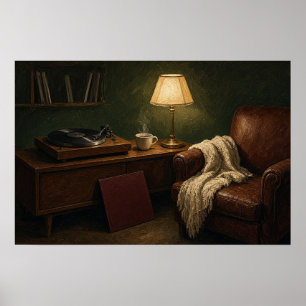 Affiche La peinture de platine de la chaise d'écoute
