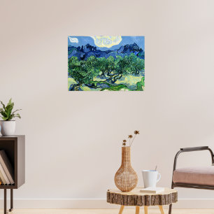 Affiche La peinture de Van Gogh, Oliviers avec Alpilles