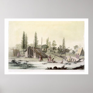 Affiche La Perouse à Port Francesci (gravure sur couleur)