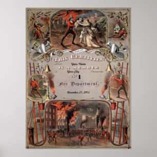 Affiche La PERSONNALISER de certificat de POMPIER