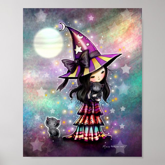 Affiche La Petite Amoureuse de Chat Sorcière Mignonne avec (Devant)