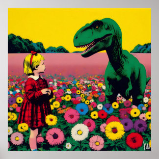 Affiche La petite fille et le dino