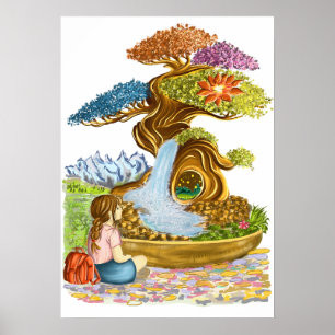 Affiche La petite fille et son Bonzaï géant.