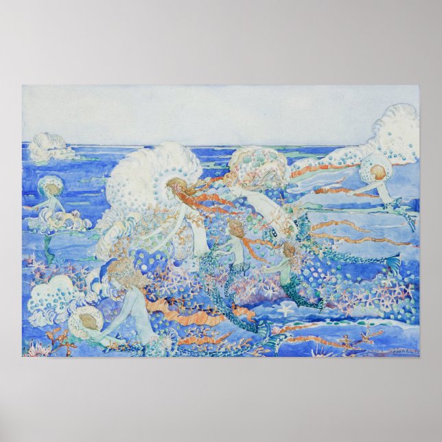 Affiche La petite sirène - Les sirènes jouent dans le Surf (Devant)