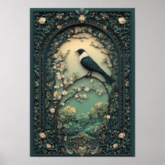 Affiche La Pie-grièche | Art forestier de jour printanier