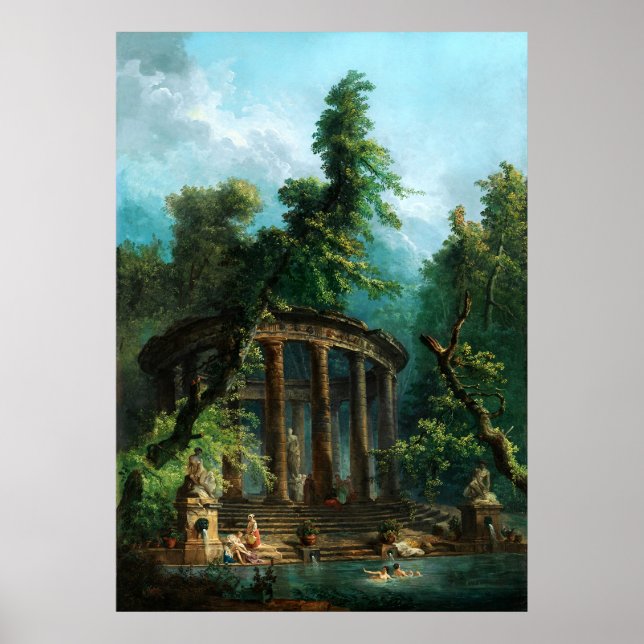 Affiche La piscine by Hubert Robert (Devant)