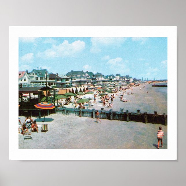 Affiche La plage, Cape May NJ, Vintage (Devant)