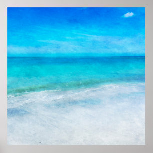 Affiche La plage côtière dans le bleu turquoise d'Aqua Tur