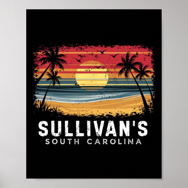 Affiche La plage de planches de surf de Sullivan en Caroli (Devant)