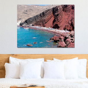 Affiche La plage de Red Rock à Santoria : Beauté sereine