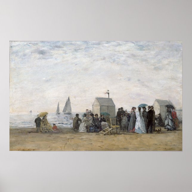 Affiche La plage de Trouville, 1867 (Devant)