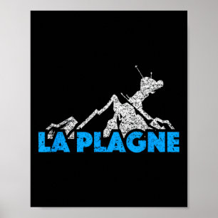 Affiche La Plagne Ski Snowboard France Resort Distre