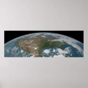 Affiche La Planète Panoramique Terre Et Les Etats-Unis. 2