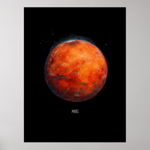 Affiche La planète rouge : Aquarelle de Mars