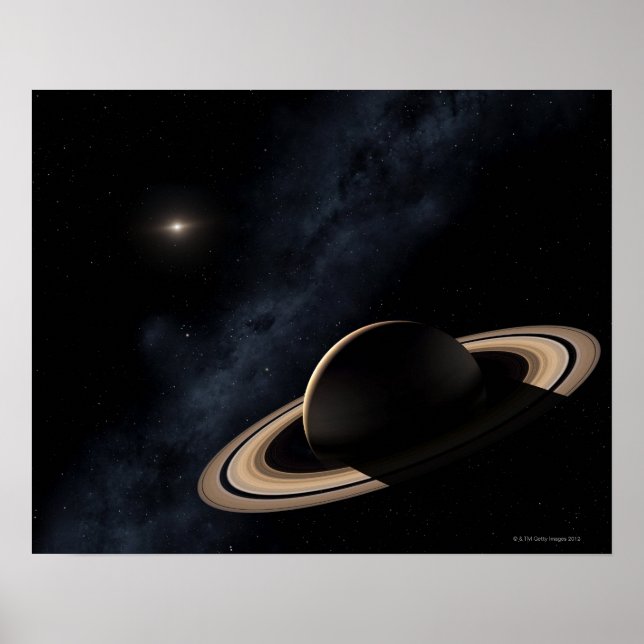 Affiche La planète Saturne dans le système solaire, gros p (Devant)