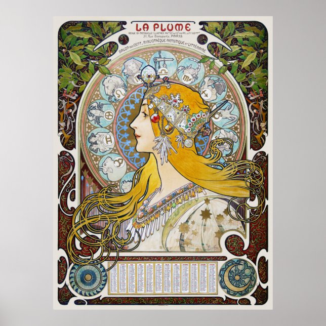 Affiche La Plume France Mur Vintage Art Nouveau 1896 (Devant)