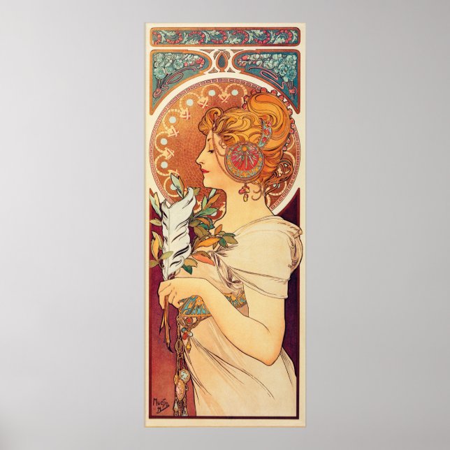 Affiche La Plume par Alphonse Mucha (Devant)