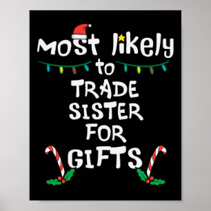 Affiche La plupart aiment échanger sœur Noël Xmas Famille