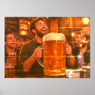Affiche La plus grande bière jamais vue et groupe d'amis s