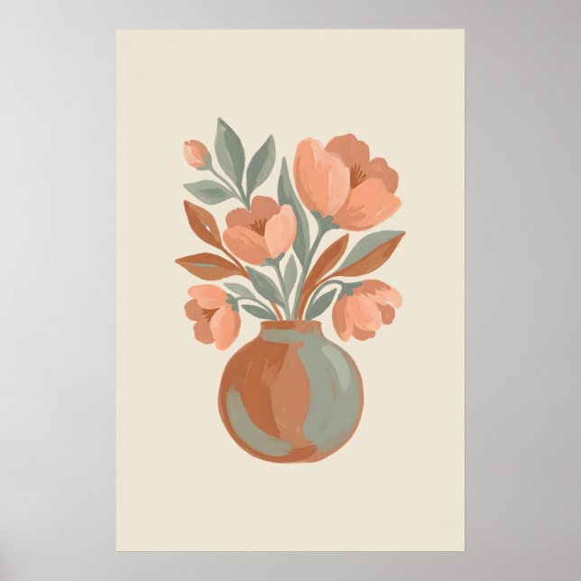Affiche La poire Modern Minimalist Boho Floral Bouquet (Devant)
