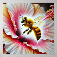 La pollinisation d'une fleur d'Hibiscus en fleurs